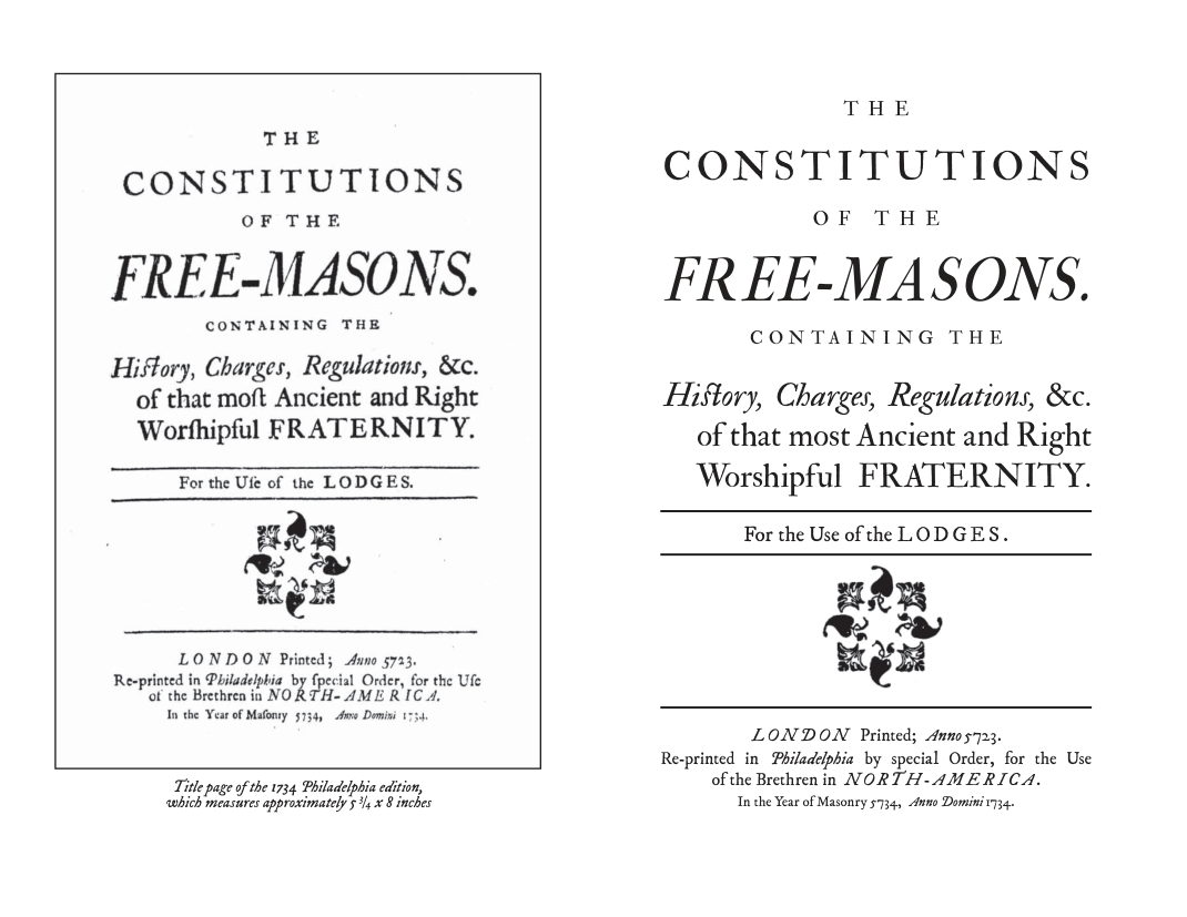 Andersons Konstitutionen, Philadelphia 1734
